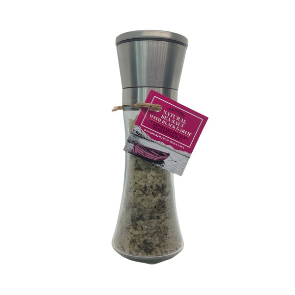 Φυσικό Θαλασσινό Αλάτι με Μαύρο Σκόρδο – Μύλος Inox