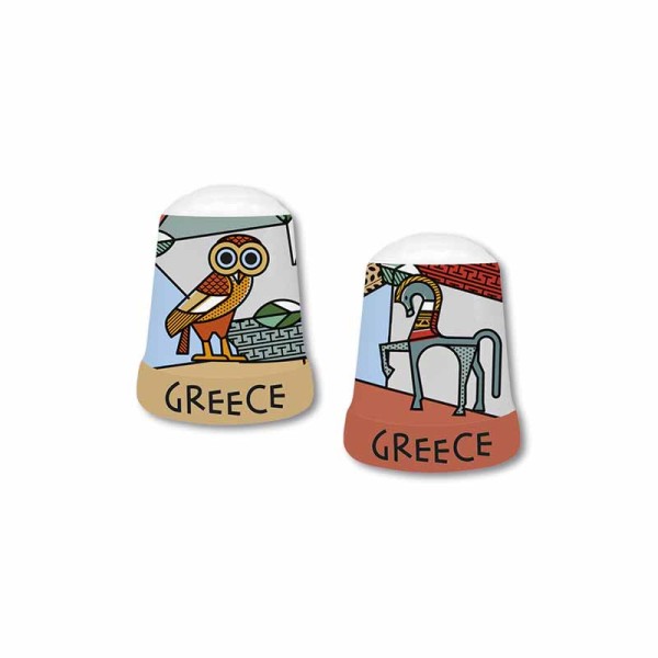 Δαχτυλήθρα Κεραμική Κουκουβάγια & Ίππος