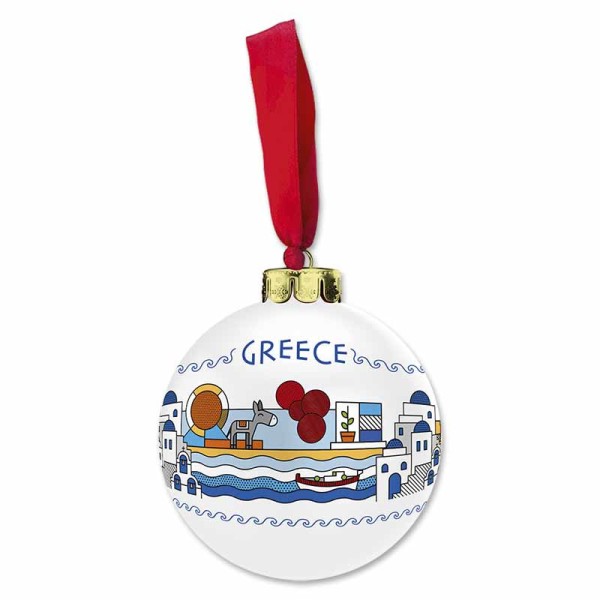 Κεραμική Χριστουγεννιάτικη Μπάλα Μπλε του Αιγαίου