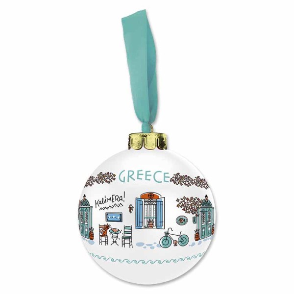 Κεραμική Χριστουγεννιάτικη Μπάλα Καφενείο