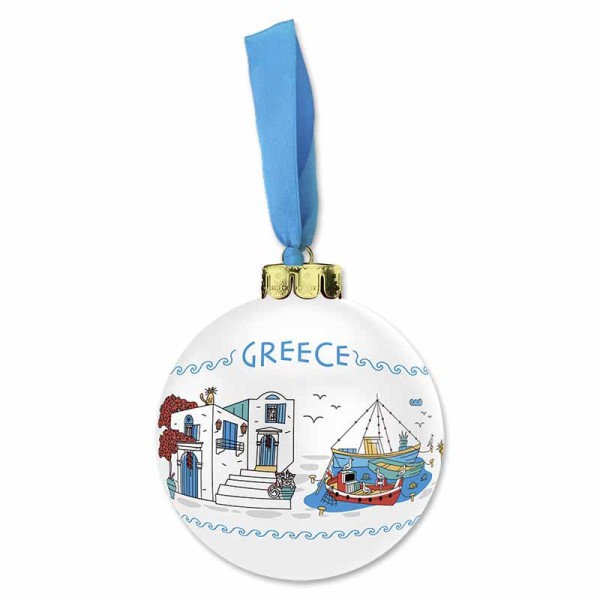 Κεραμική Χριστουγεννιάτικη Μπάλα Καραβάκι