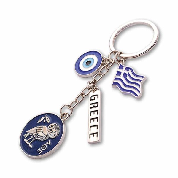 Μεταλλικό Μπρελόκ Κουκουβάγια, Μάτι & Ελληνική Σημαία