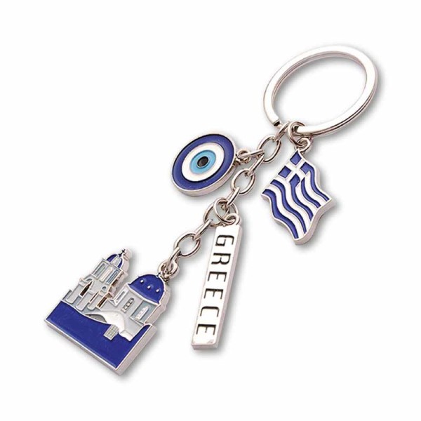 Μεταλλικό Μπρελόκ Εκκλησία, Μάτι & Ελληνική Σημαία