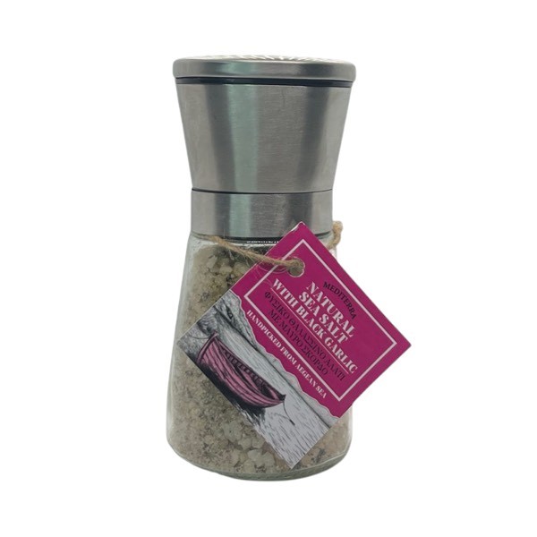 Φυσικό Θαλασσινό Αλάτι με Μαύρο Σκόρδο – Μύλος Inox