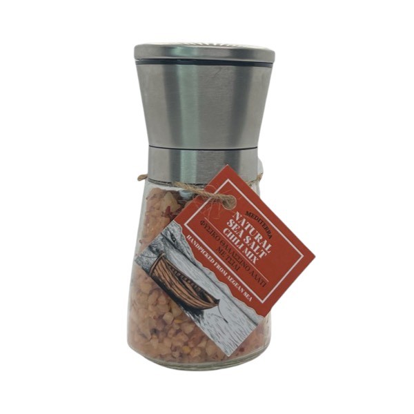 Φυσικό Θαλασσινό Αλάτι με Τσίλι – Μύλος Inox