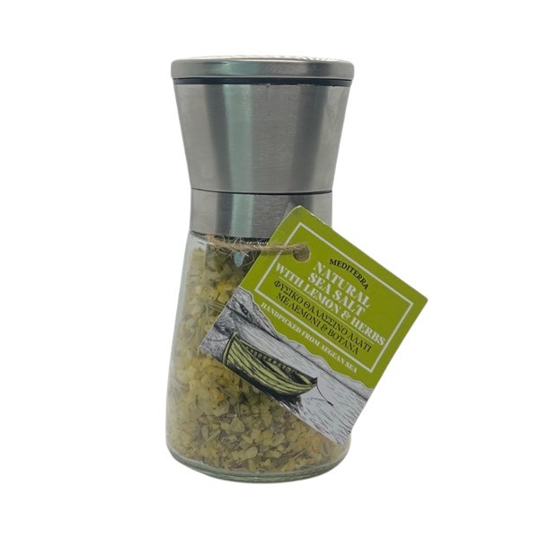 Φυσικό Θαλασσινό Αλάτι με Λεμόνι & Βότανα – Μύλος Inox