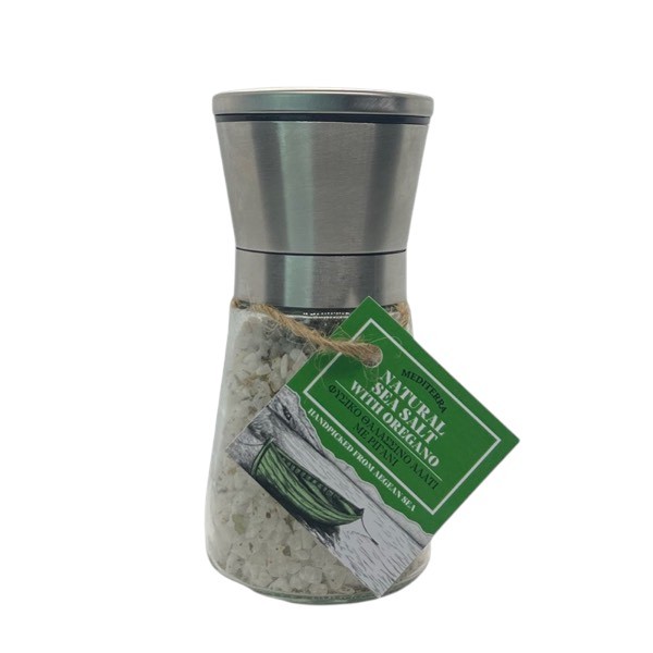 Φυσικό Θαλασσινό Αλάτι με Ρίγανη – Μύλος Inox