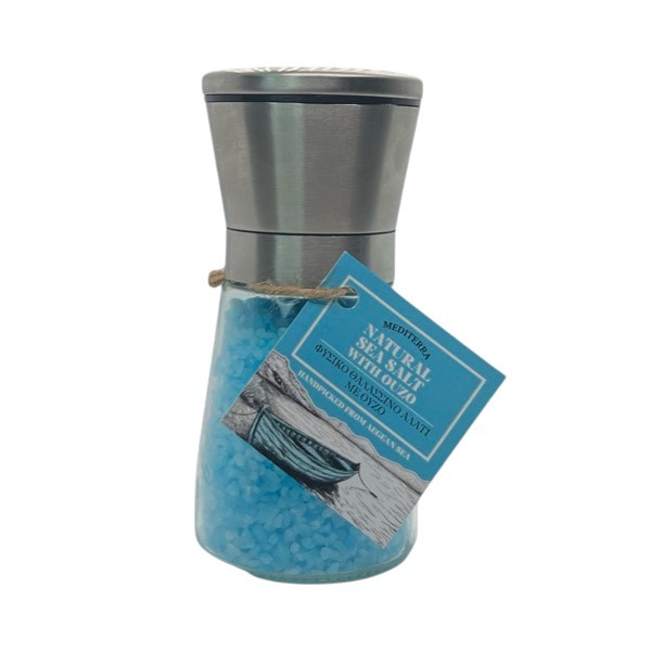 Φυσικό Θαλασσινό Αλάτι με Ούζο – Μύλος Inox